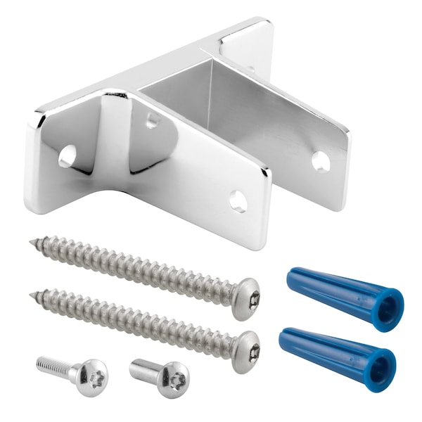 Two Ear Wall Bracket, For 1-1/4 in. Panels, Zinc Alloy, Chrome Plated Finish (Single Pack)